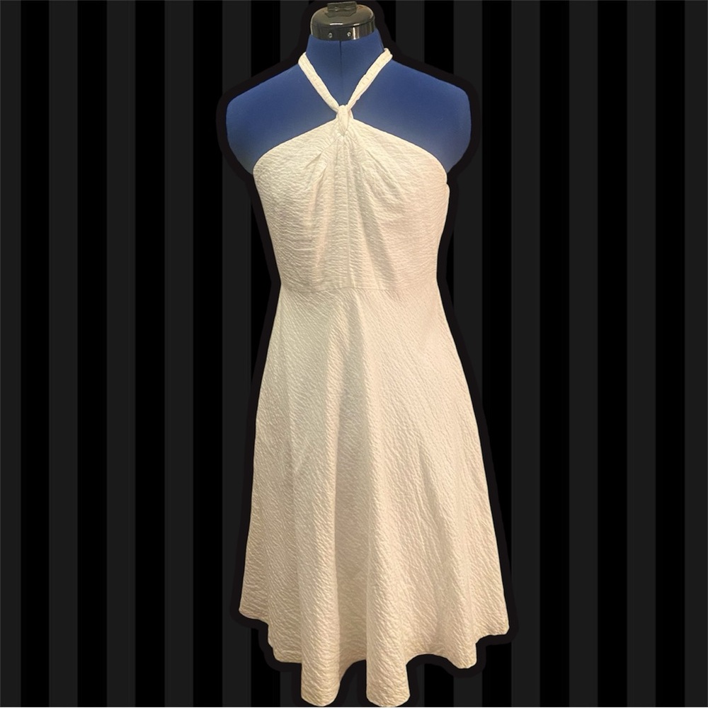 Handmade Chic White Halter Mini Dress